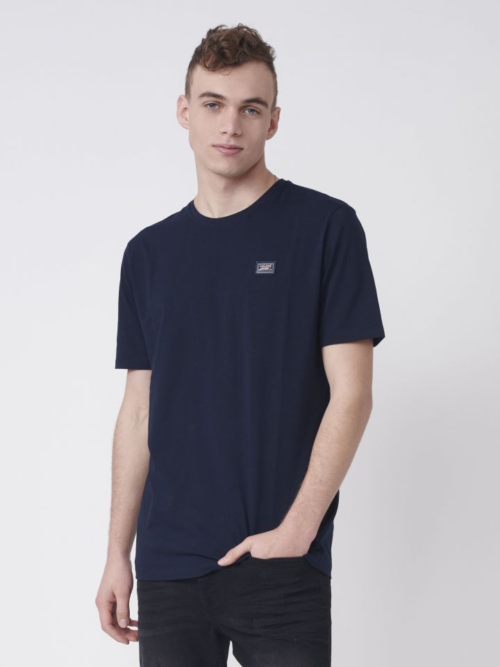 טי שירט עם מיתוג מתכתי מבד כותנה בשילוב לייקרה