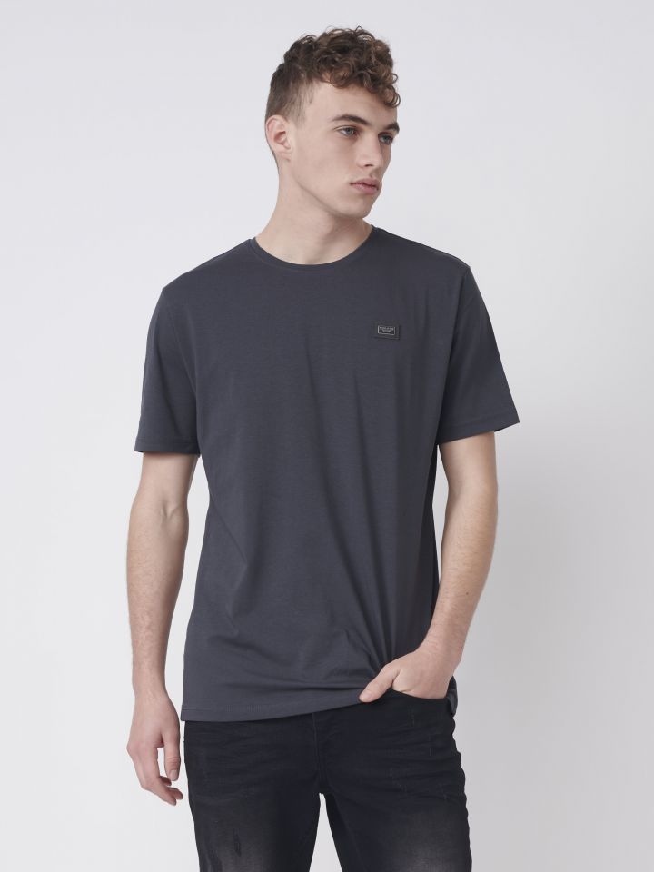 טי שירט עם מיתוג מתכתי מבד כותנה בשילוב לייקרה