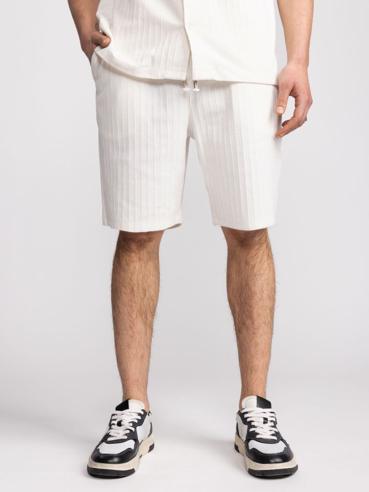 מכנסי ריזורט עם טקסטורת פסים לגבר