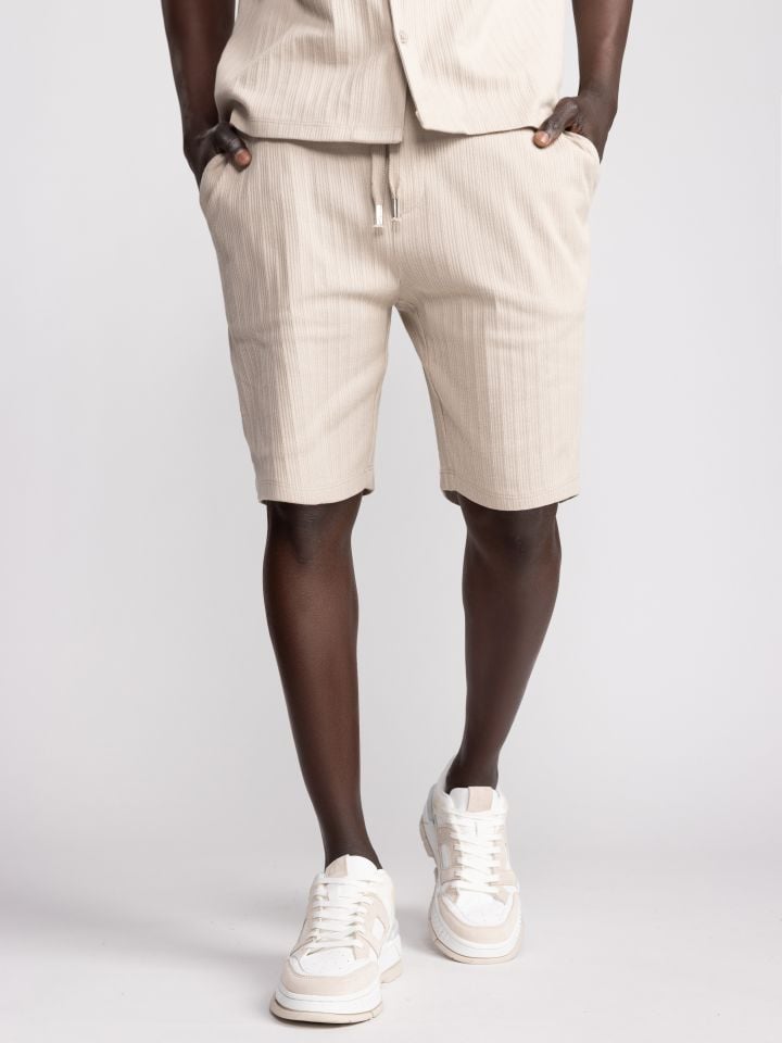 מכנסי ריזורט עם טקסטורת פסים לגבר