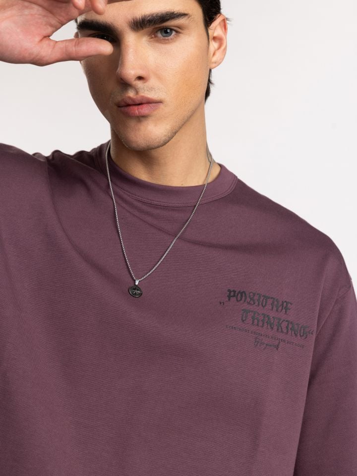 חולצת טישירט אוברסייז לגבר POSITIVE THINKING