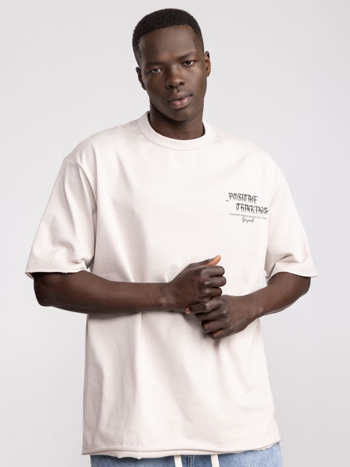 חולצת טישירט אוברסייז לגבר POSITIVE THINKING