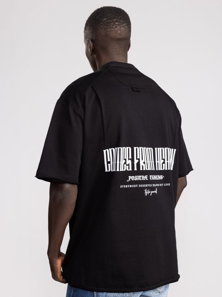 חולצת טישירט אוברסייז לגבר POSITIVE THINKING