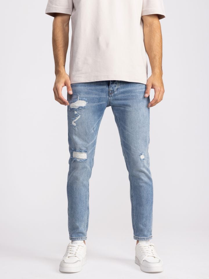 גינס סופר סקיני  עם קרעים ושפשופים