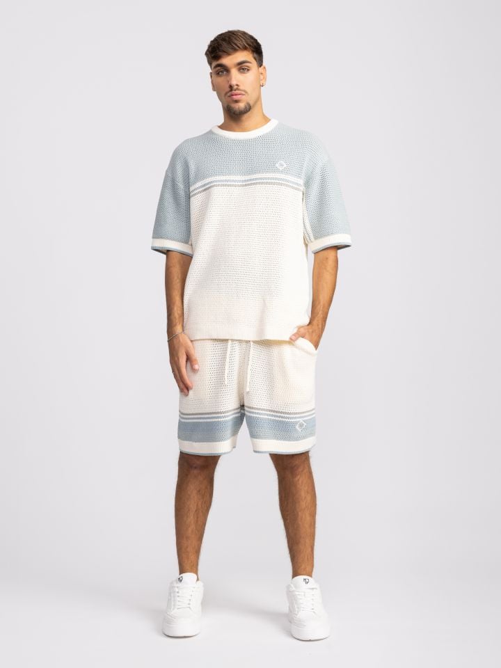 מכנסיים סרוגים לגבר עם עיטורי פס