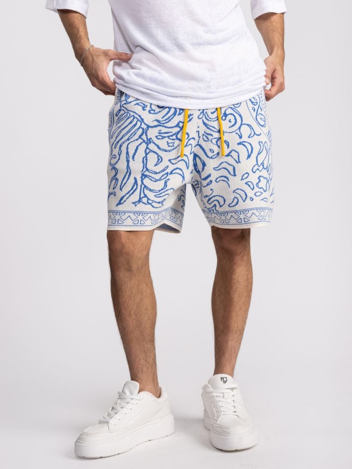 מכנסי ברמודה לגבר בהדפס גרפי