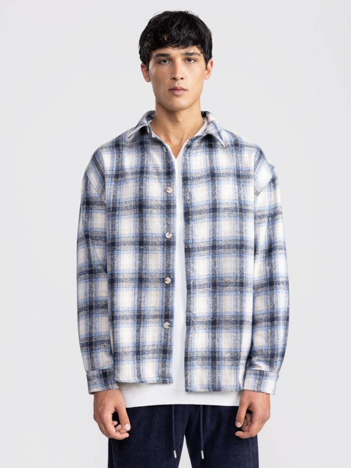 גקט אובר שירט משובץ עם כפתורים