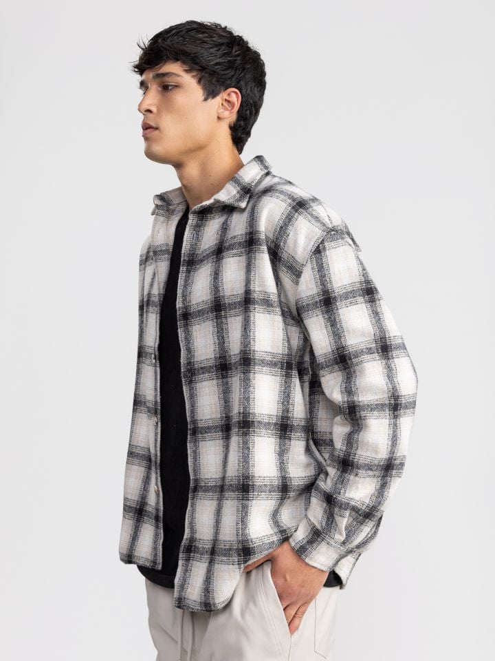 גקט אובר שירט משובץ עם כפתורים