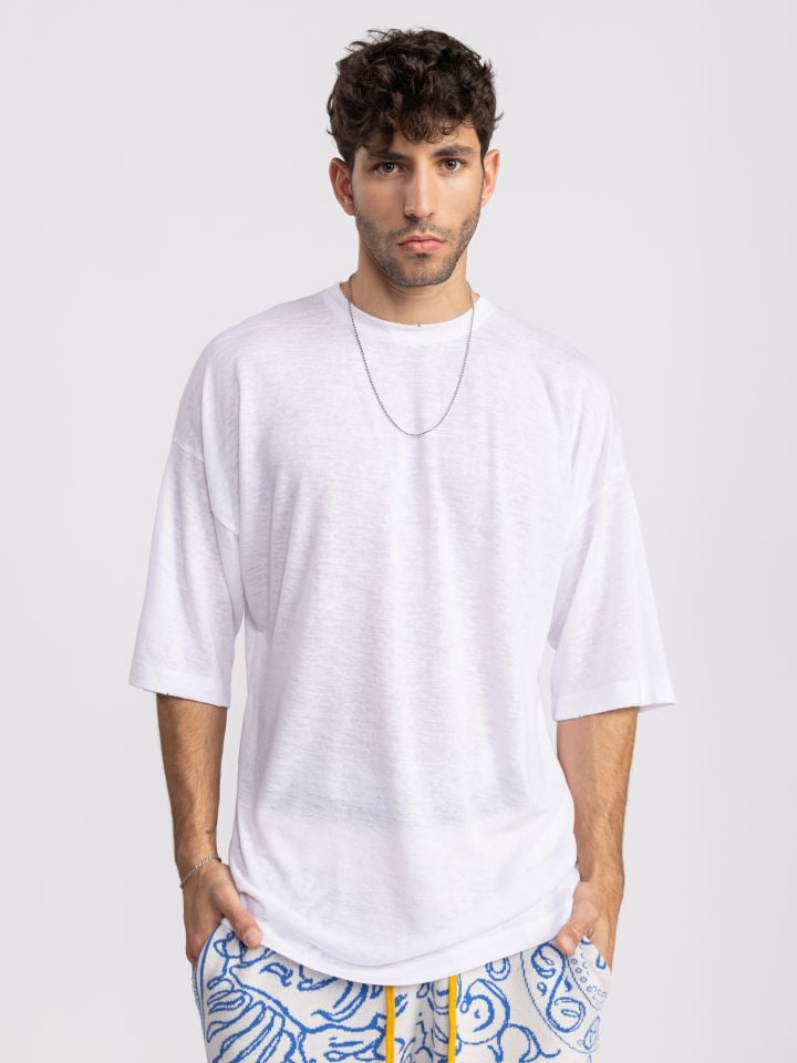 חולצת טי שירט לגבר עם טקסטורה טבעית