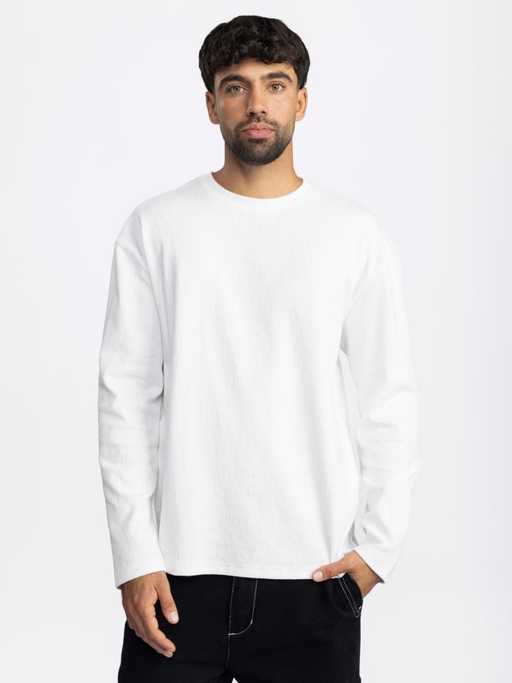 חולצת טי שירט לונג סלאב טקסטורלית