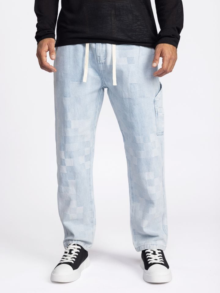 גינס לגבר עם  דוגמת פיקסלים