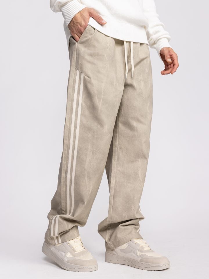 מכנסי בד עם פסי צד