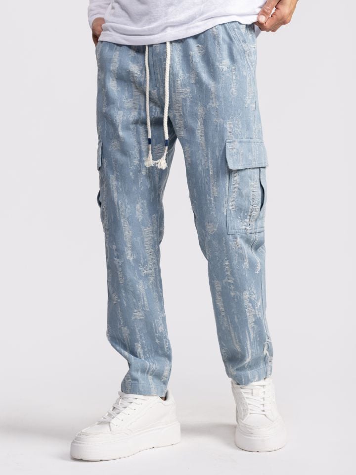 מכנסי דגמח דנים עם אפקט קרעים