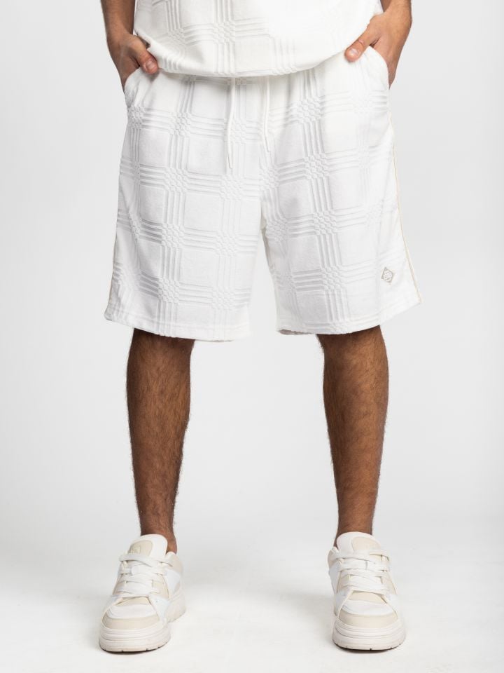 מכנסיים קצרים עם טקסטורה בדוגמת משבצות