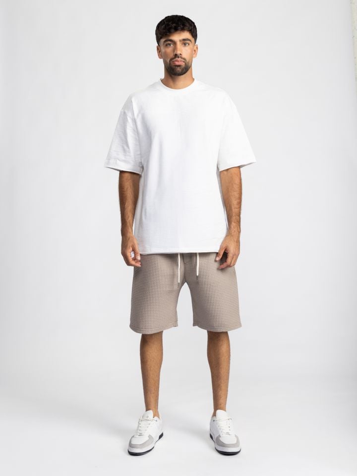 מכנסי וופל קצרים לגבר עם שרוך קשירה