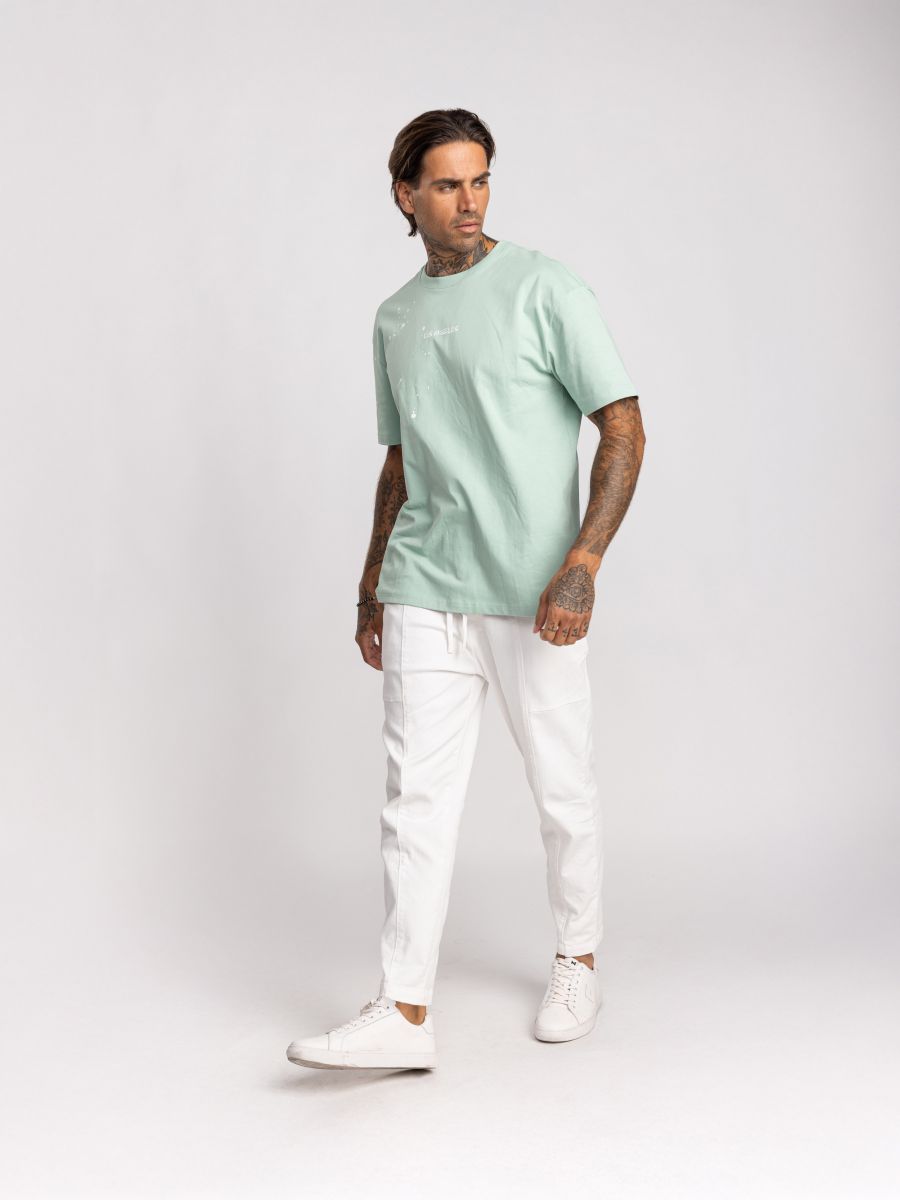 חולצת טי שירט אוברסייז עם הדפס טיפות דיו