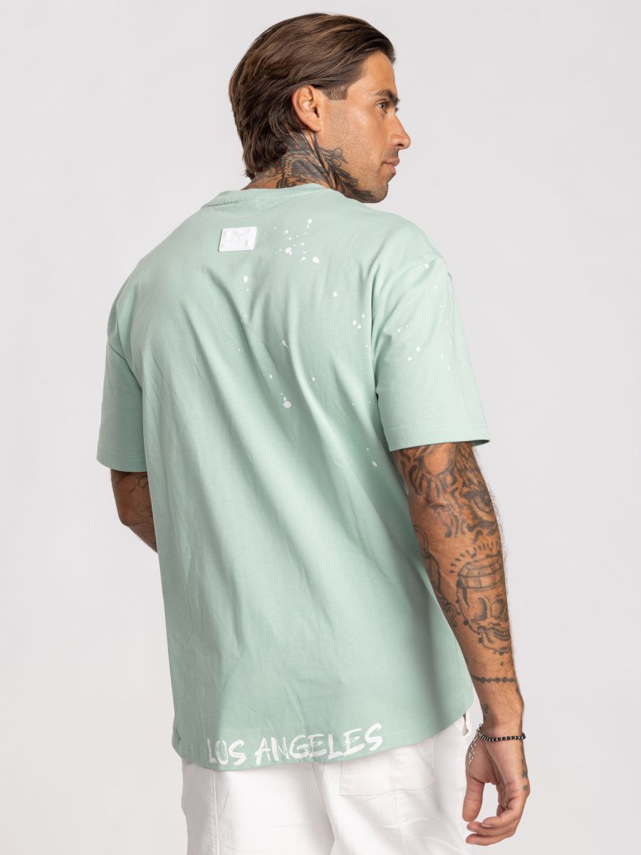 חולצת טי שירט אוברסייז עם הדפס טיפות דיו