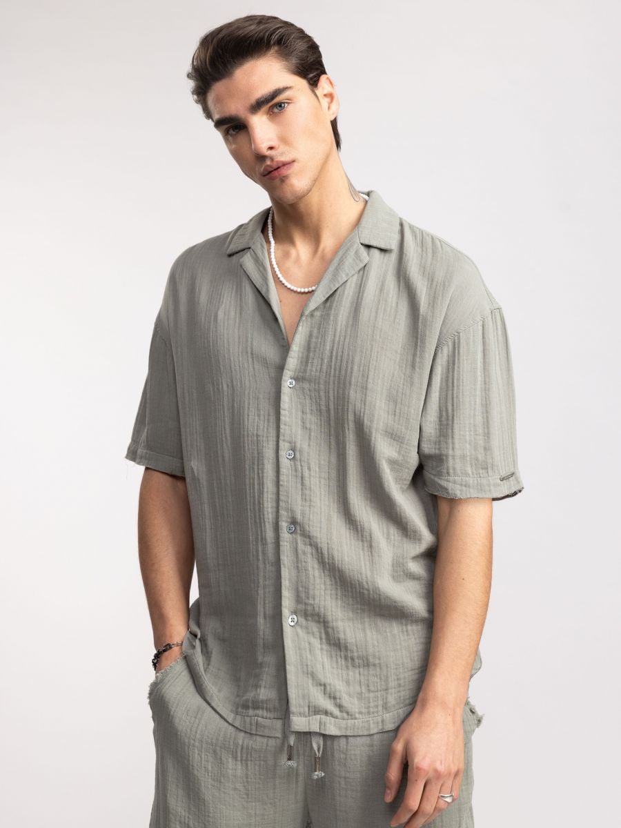 חולצה מכופתרת כותנה ריזורט לגבר