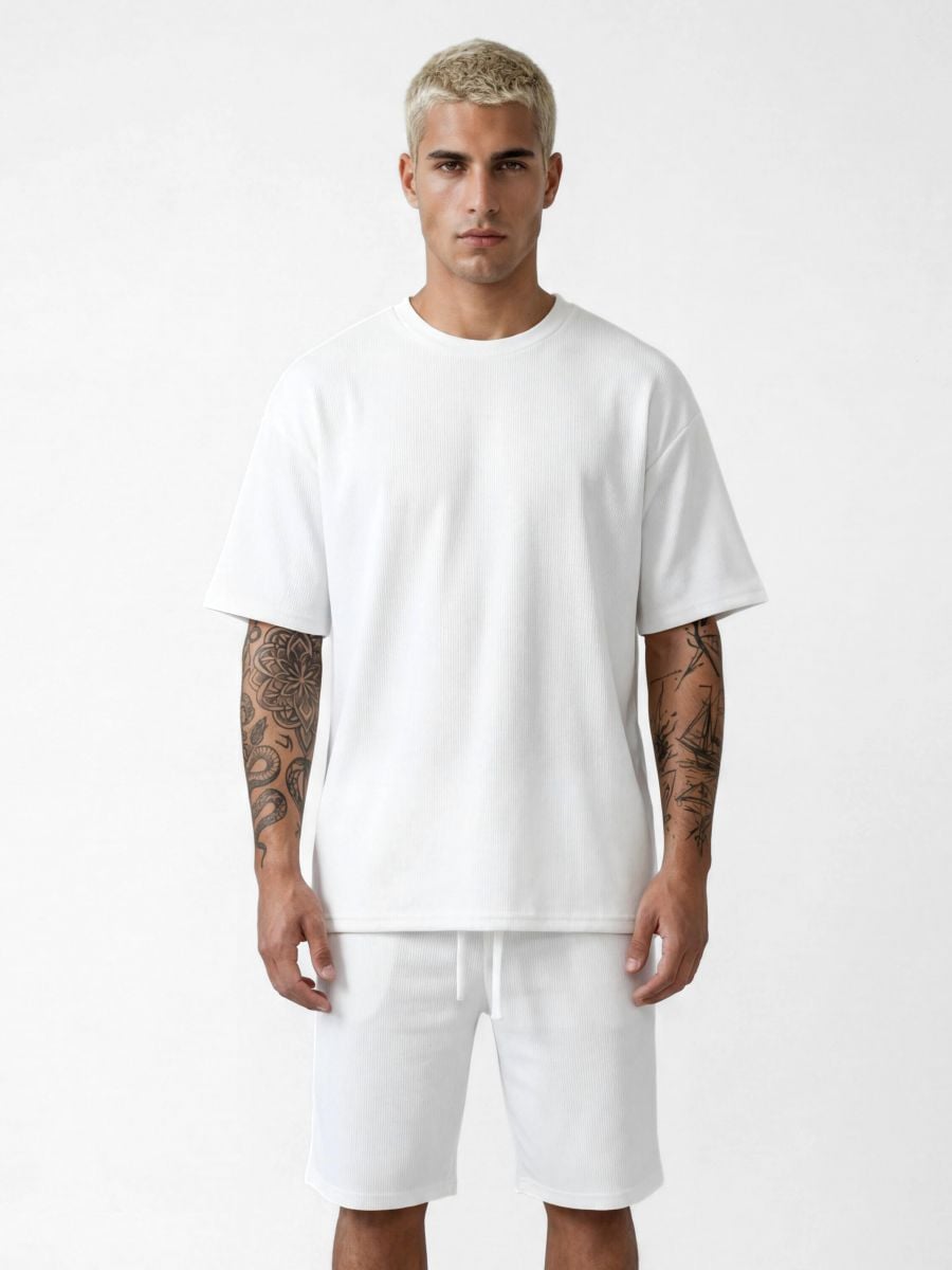 חולצת טי שירט לגבר בד ריב טקסטורלי