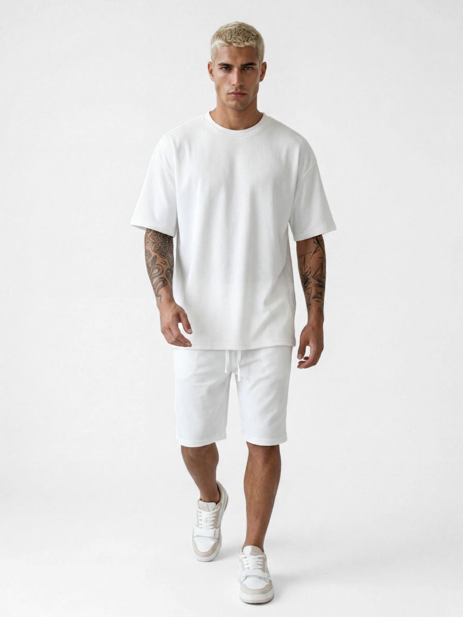 חולצת טי שירט לגבר בד ריב טקסטורלי