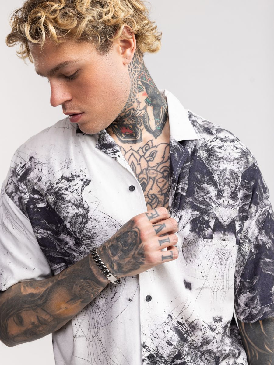 חולצה מכופתרת הדפסים לגבר