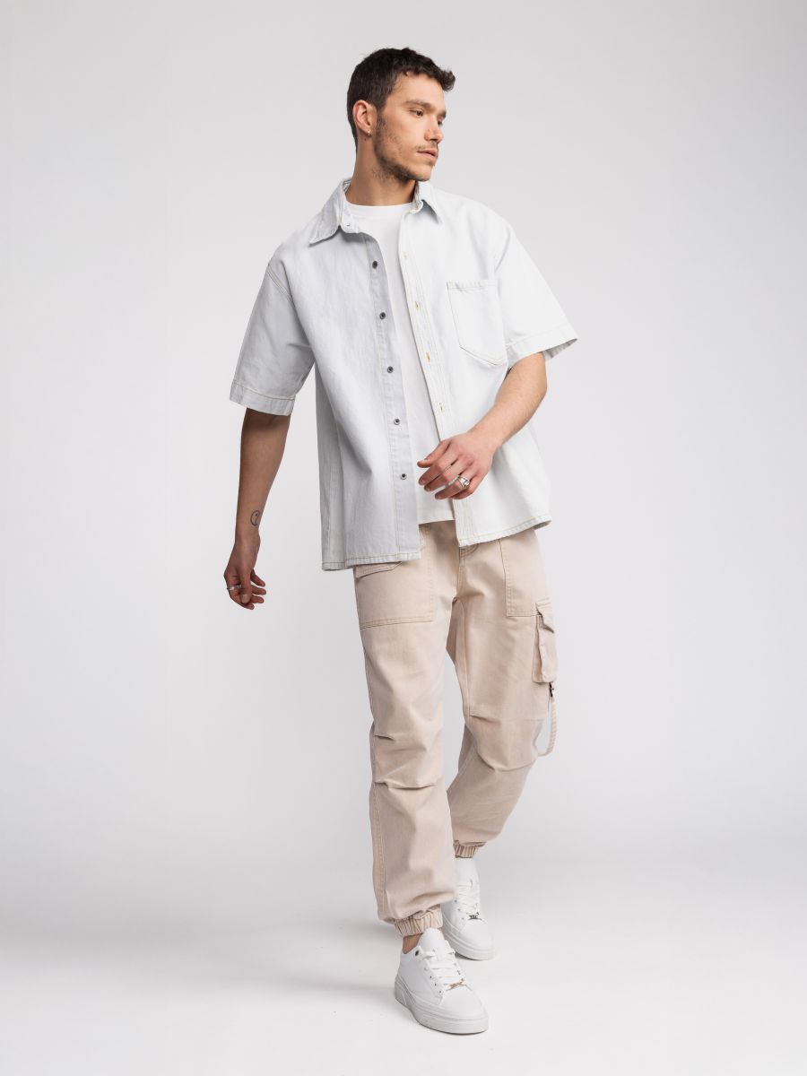 חולצה מכופתרת קצרה לגבר DENIM