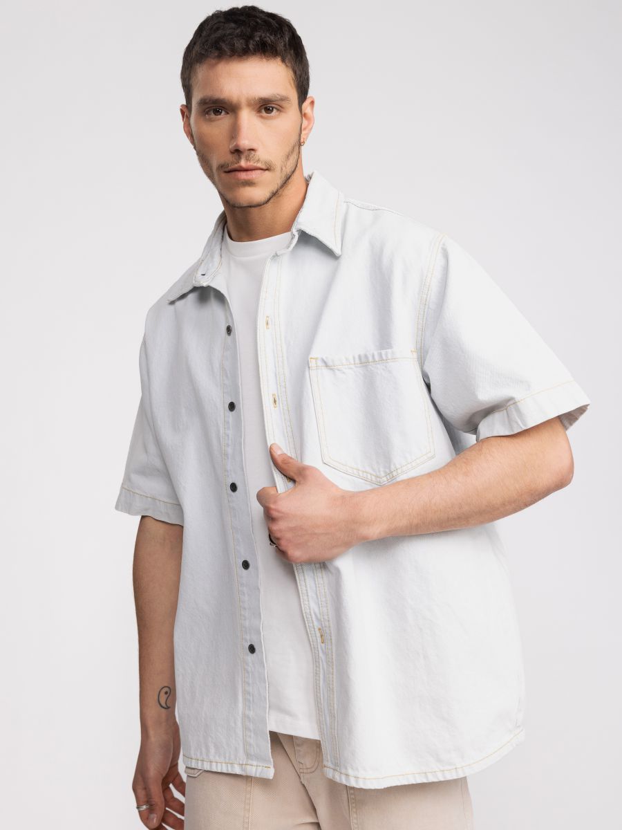 חולצה מכופתרת קצרה לגבר DENIM