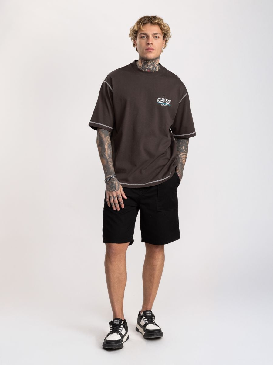 ברמודות בד לגבר עם רצועת לוגו