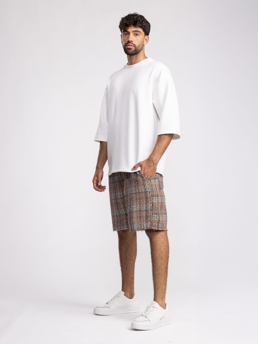 מכנסי ברמודה עם טקסטורה