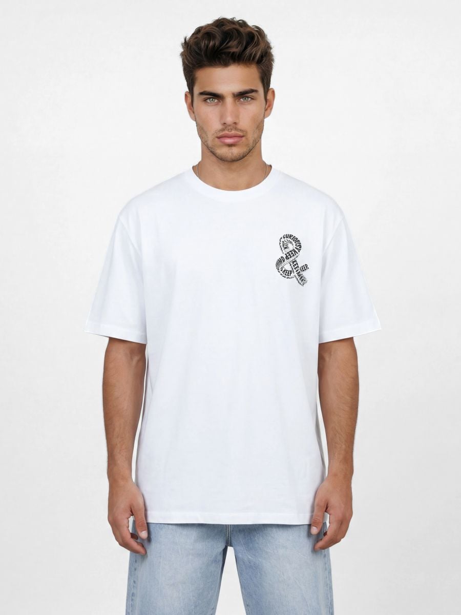 חולצת טי שירט לגבר KEEP LEARN AND CURIOSITY