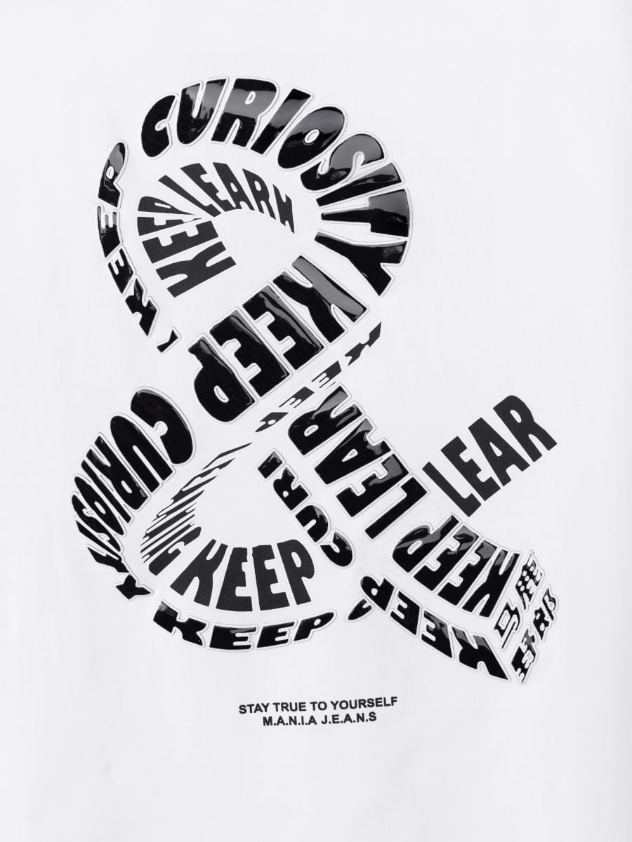 חולצת טי שירט לגבר KEEP LEARN AND CURIOSITY