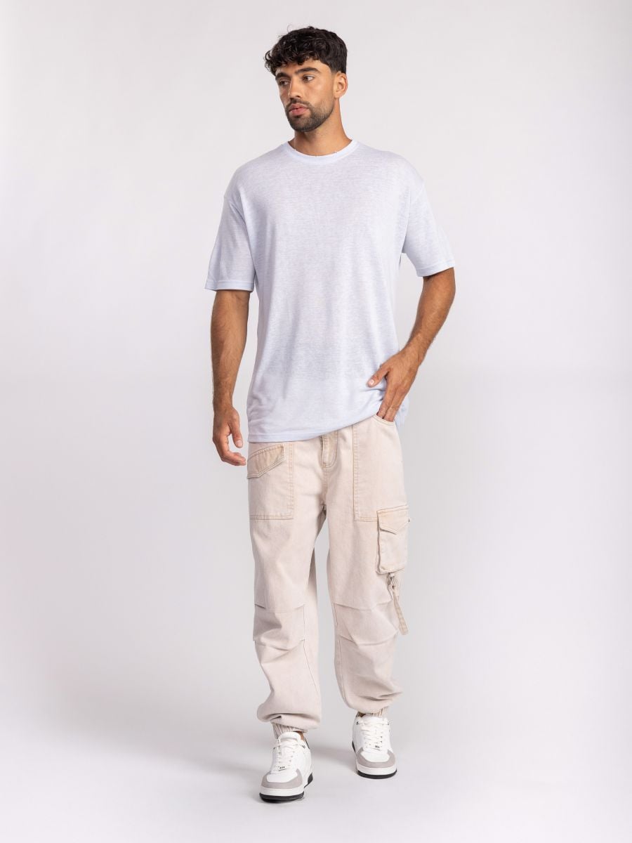 חולצת טי שירט לגבר שקפקפה צווארון עגול