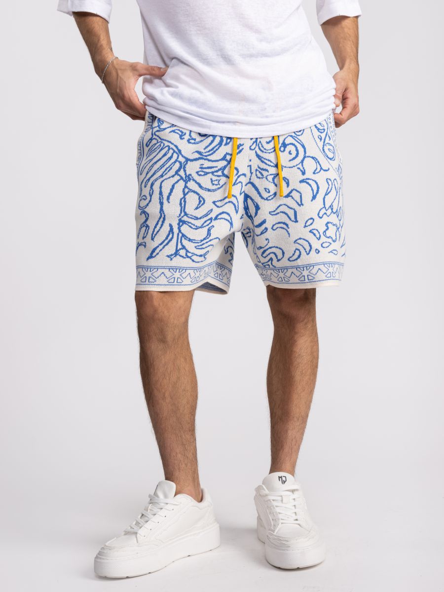 מכנסי ברמודה לגבר בהדפס גרפי