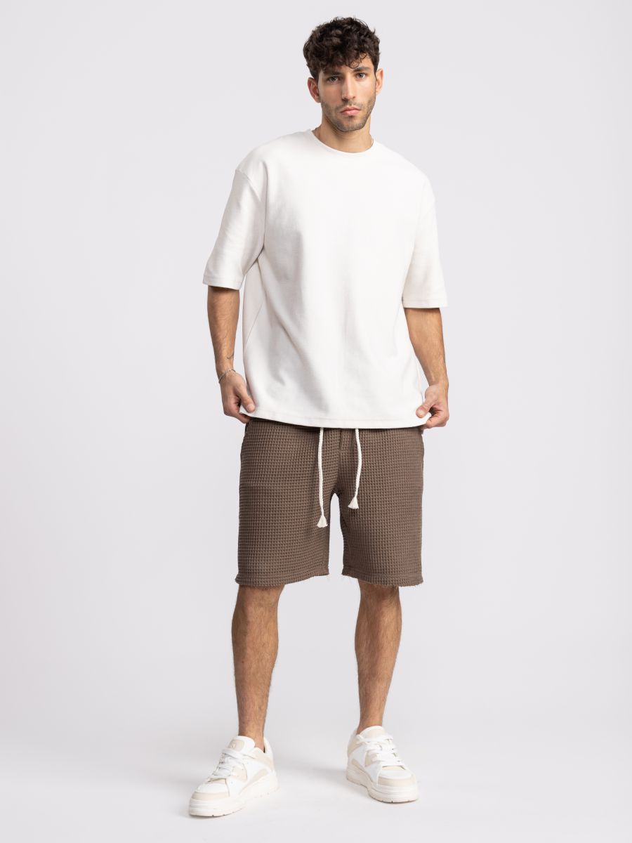 מכנסי ברמודה טקסטורה וופל