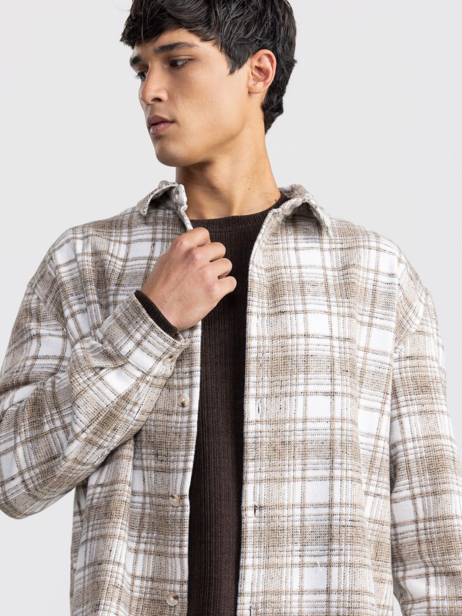 גקט אובר שירט משובץ לגבר