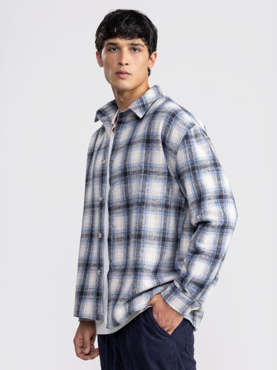 גקט אובר שירט משובץ עם כפתורים