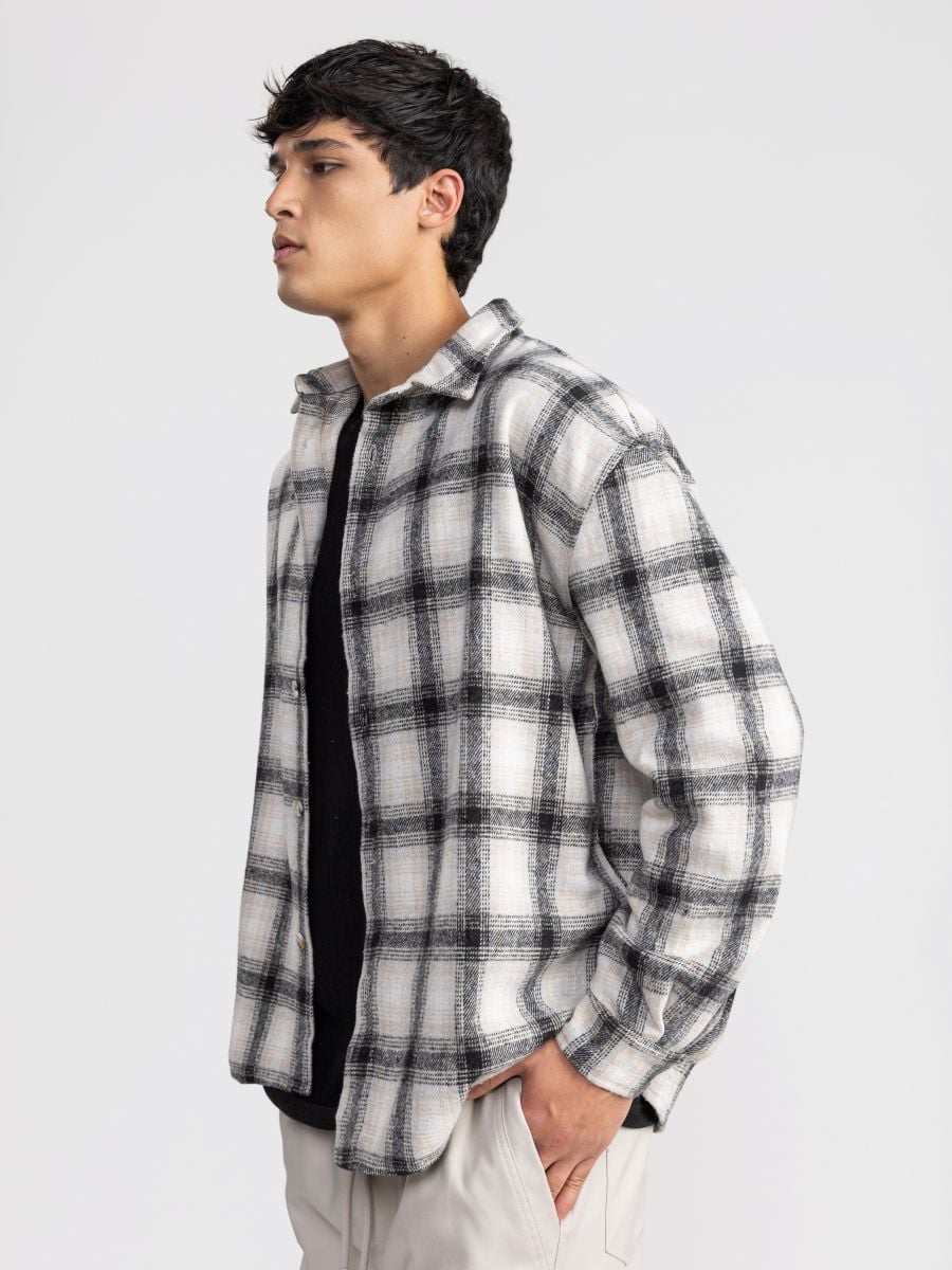 גקט אובר שירט משובץ עם כפתורים