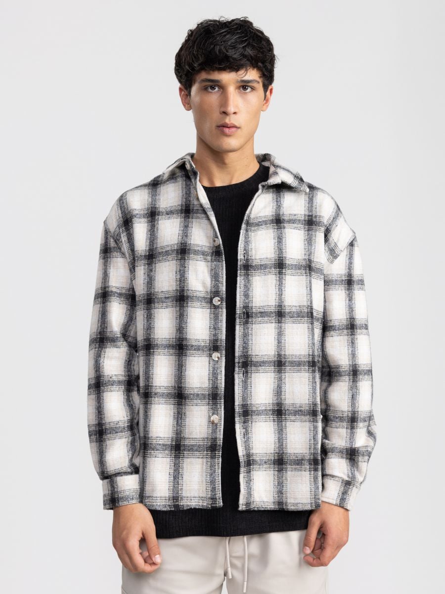 גקט אובר שירט משובץ עם כפתורים