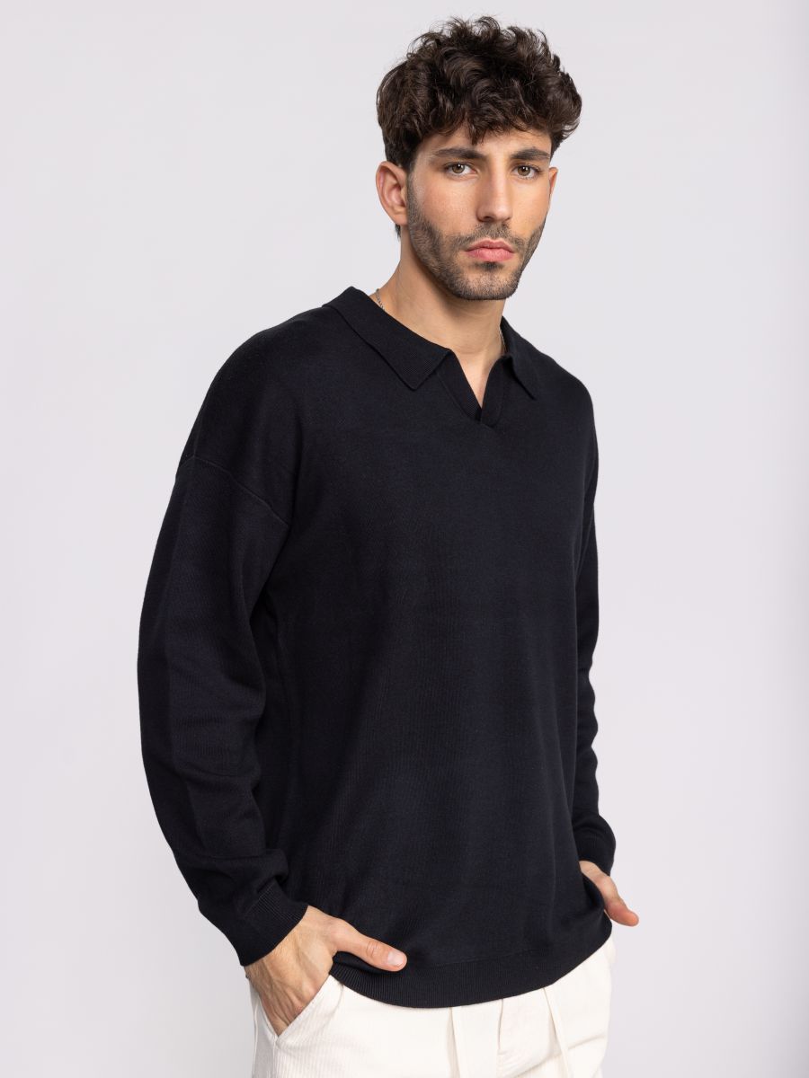 סריג עם צווארון פולו פתוח