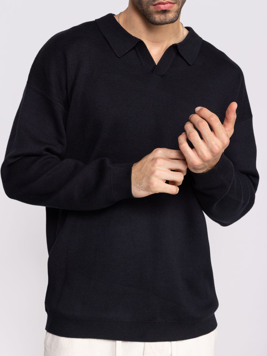 סריג עם צווארון פולו פתוח