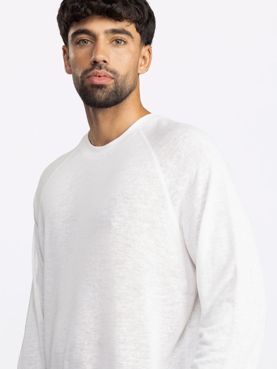 חולצת לונג סלאב מבד טקסטורלי בגזרת רגלן