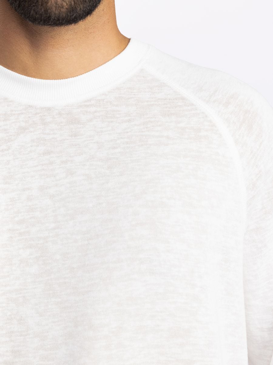 חולצת לונג סלאב מבד טקסטורלי בגזרת רגלן