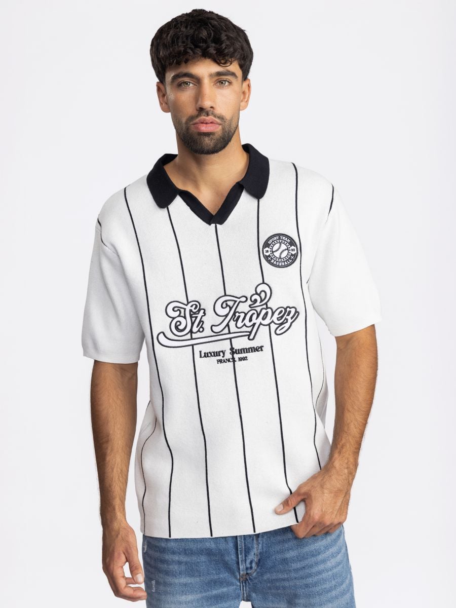 חולצת פולו סריג עם פסים לגבר