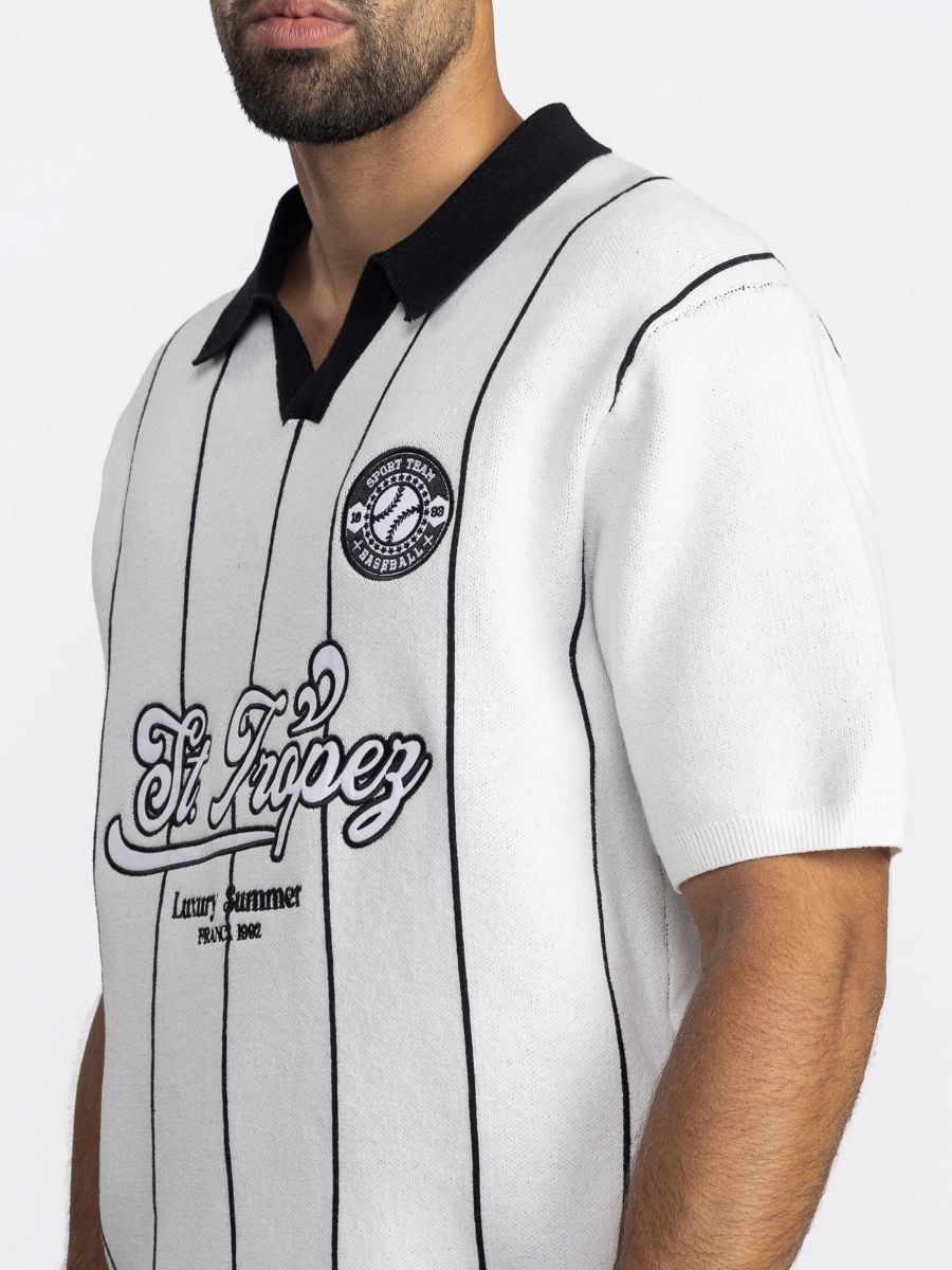 חולצת פולו סריג עם פסים לגבר