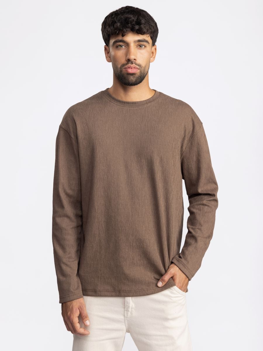 חולצת טי שירט לונג סלאב טקסטורלית