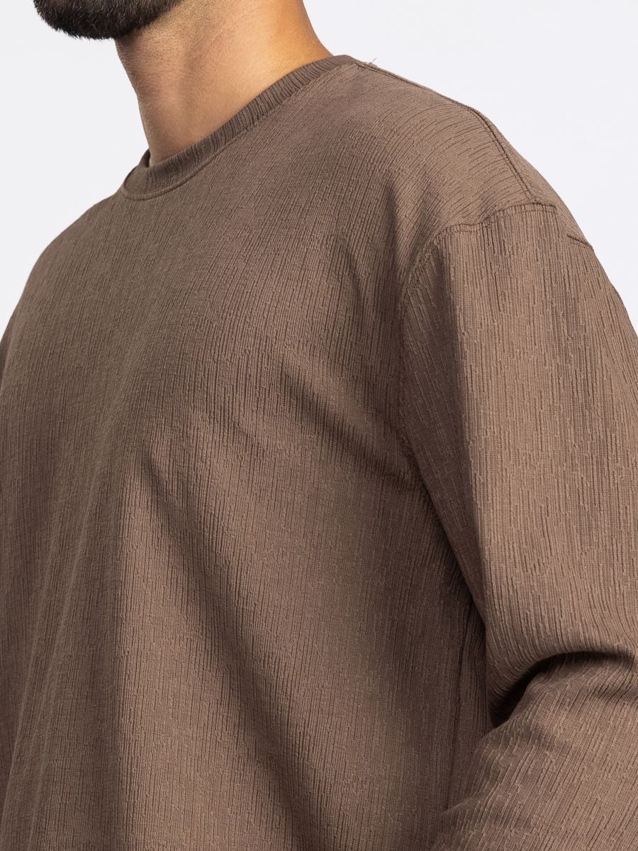 חולצת טי שירט לונג סלאב טקסטורלית