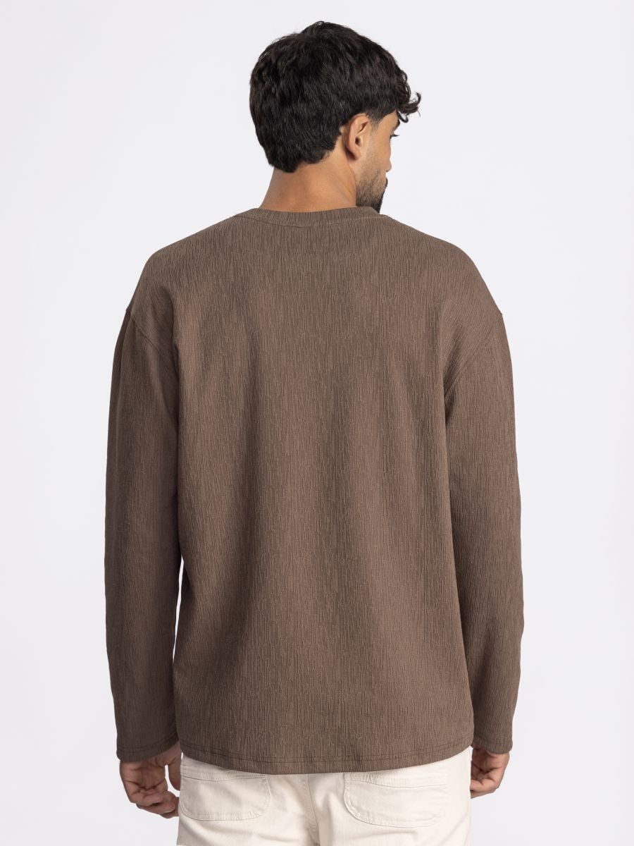 חולצת טי שירט לונג סלאב טקסטורלית