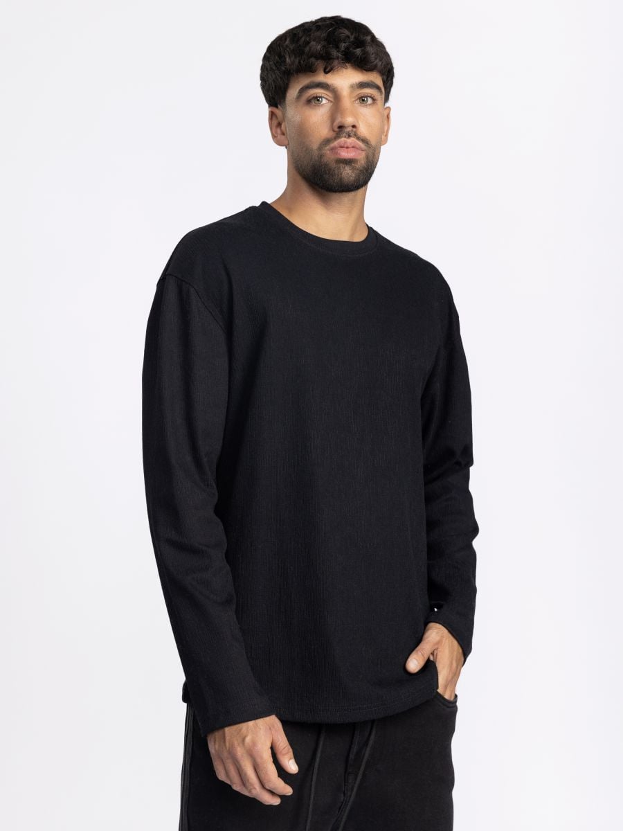 חולצת טי שירט לונג סלאב טקסטורלית