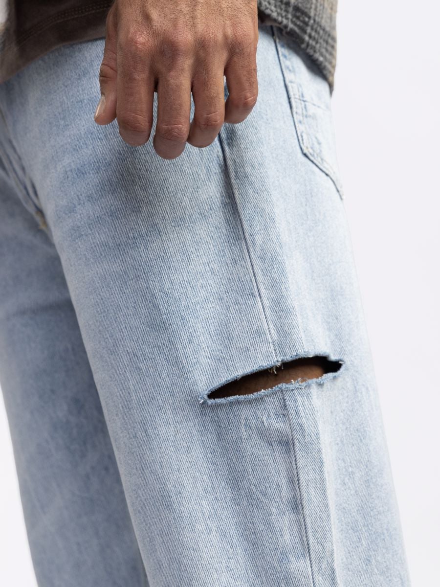 ג’’ינס קרעים משופשף לגבר