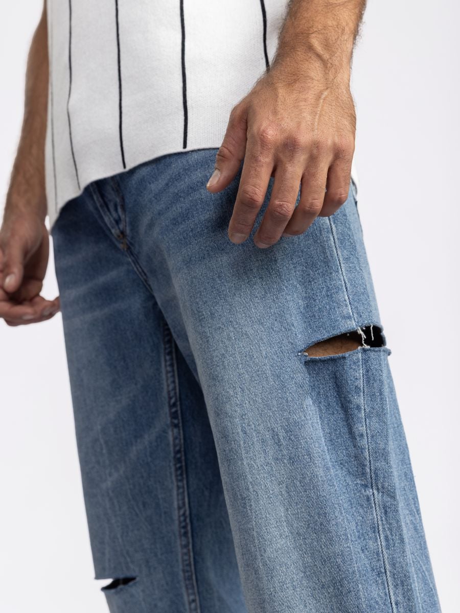 ג’’ינס קרעים משופשף לגבר